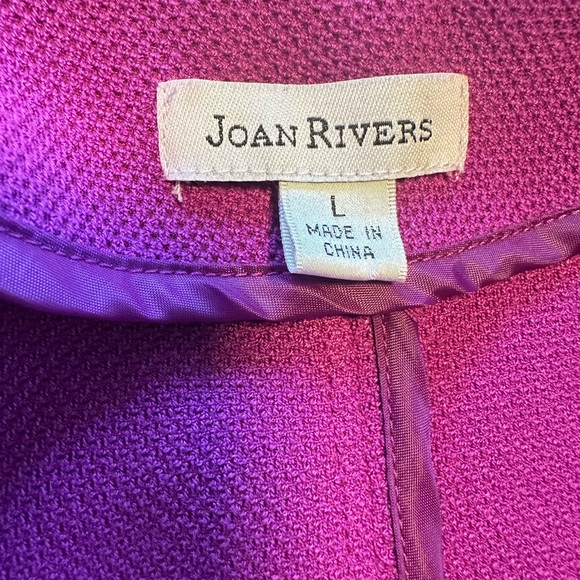Joan Rivers Fuchsia Pink Purple Knit Blazer Jacket Gold Buttons L Pockets Career - Picture 4 of 11